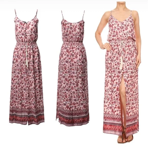 ShoSho Long / Maxi Dress - Floral Pattern (Pink / Purple) - Size Small - Picture 1 of 12